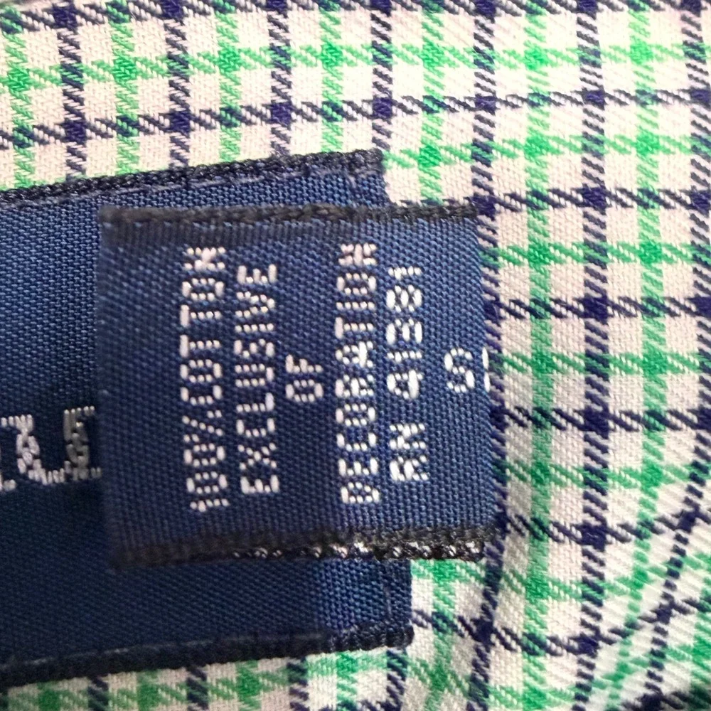 Ralph‎ Lauren Button Down Shirt Mens XL Green Navy Check Classic Fit Long Sleeve